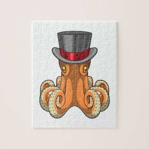 Octopus as Gentleman with Top hat Jigsaw Puzzle