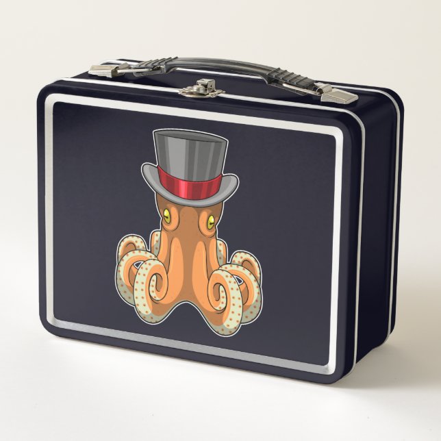 Octopus as Gentleman with Top hat Metal Lunch Box (Front)