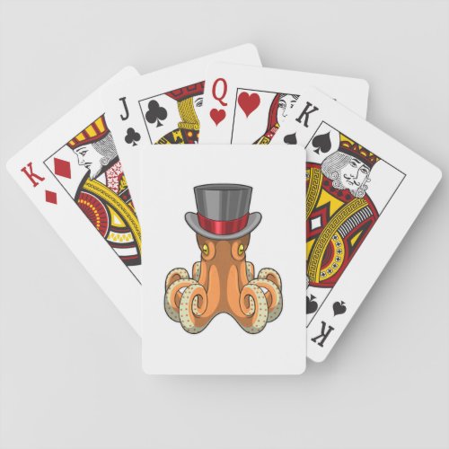 Octopus as Gentleman with Top hat Playing Cards