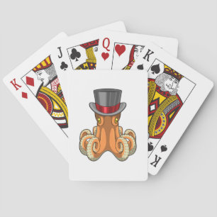 Octopus as Gentleman with Top hat Poker Cards