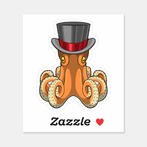 Octopus as Gentleman with Top hat Sticker