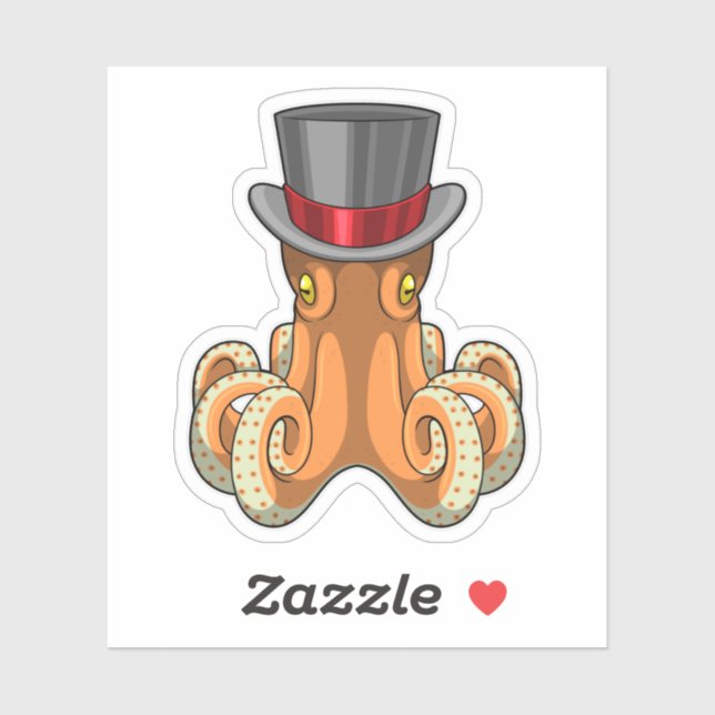 Octopus as Gentleman with Top hat Sticker (Sheet)
