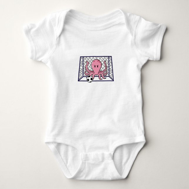 Octopus as Goalkeeper with Soccer ball Baby Bodysuit (Front)