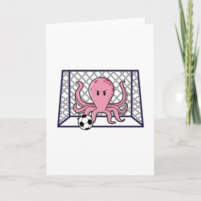 Octopus as Goalkeeper with Soccer ball Card (Front)