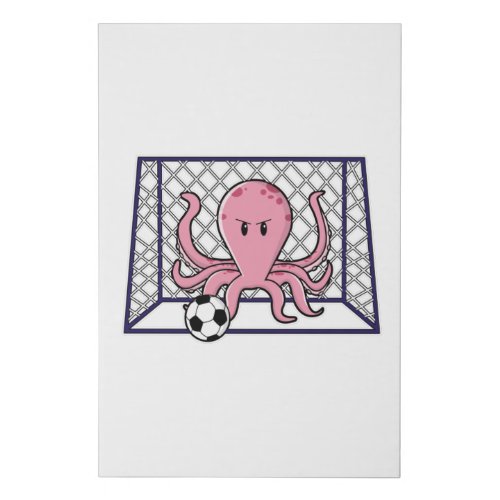 Octopus as Goalkeeper with Soccer ball Faux Canvas Print