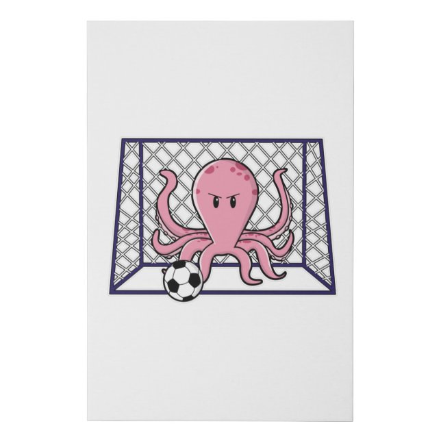 Octopus as Goalkeeper with Soccer ball Faux Canvas Print (Front)