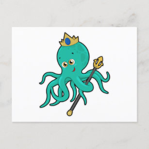 Octopus as King with Trident Postcard