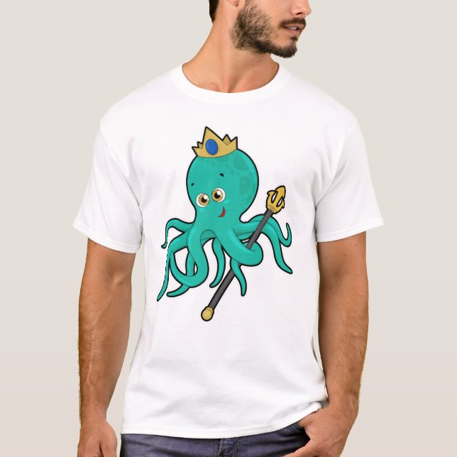 Octopus as King with Trident T-Shirt (Front)