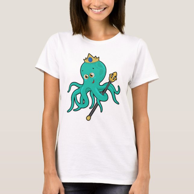 Octopus as King with Trident T-Shirt (Front)