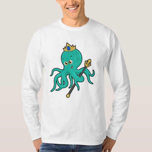 Octopus as King with Trident T-Shirt (Front)