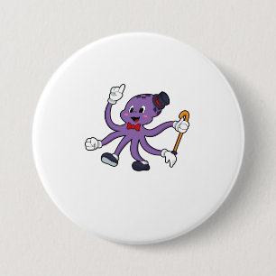 Octopus as Magician with Hat Button