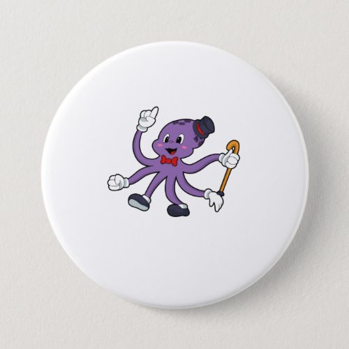 Octopus as Magician with Hat Button