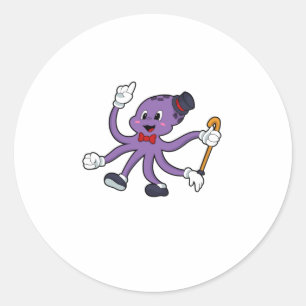 Octopus as Magician with Hat Classic Round Sticker