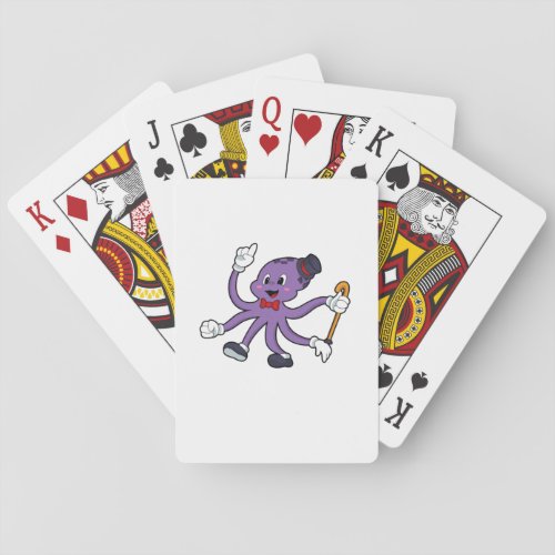 Octopus as Magician with Hat Playing Cards
