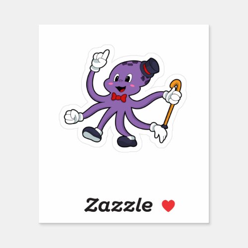 Octopus as Magician with Hat Sticker