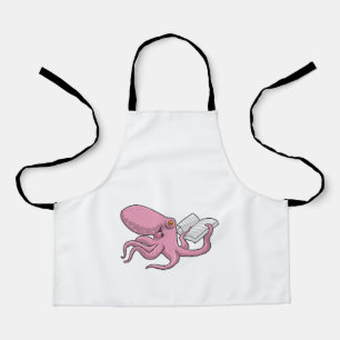Octopus as Nerd witth Book Apron