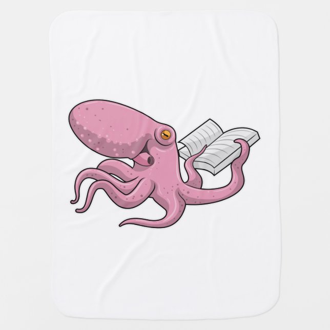 Octopus as Nerd witth Book Baby Blanket (Front)