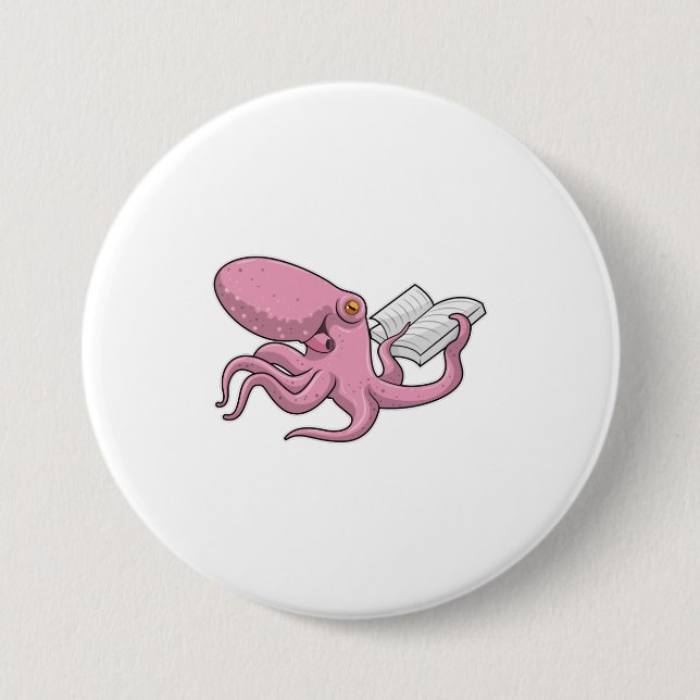 Octopus as Nerd witth Book Button (Front)