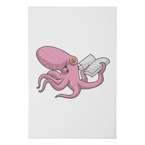 Octopus as Nerd witth Book Faux Canvas Print