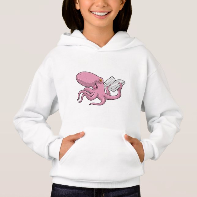 Octopus as Nerd witth Book Hoodie (Front)