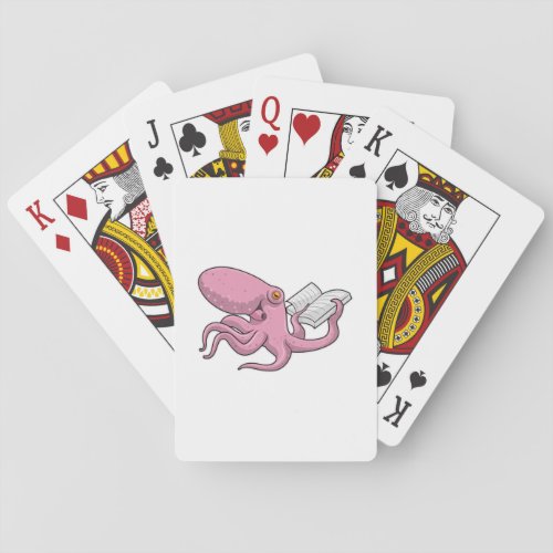 Octopus as Nerd witth Book Playing Cards