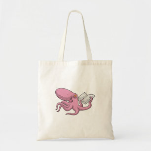 Octopus as Nerd witth Book Tote Bag