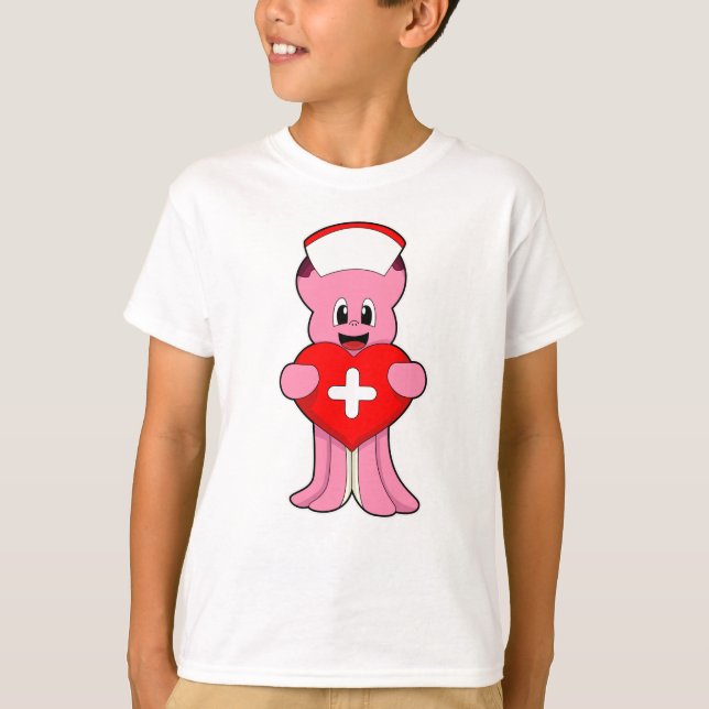 Octopus as Nurse with Heart T-Shirt (Front)
