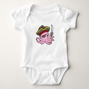 Octopus as Pirate with Saber & Eye patch Baby Bodysuit