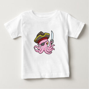 Octopus as Pirate with Saber & Eye patch Baby T-Shirt