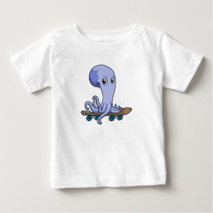 Octopus as Skater with Skateboard Baby T-Shirt