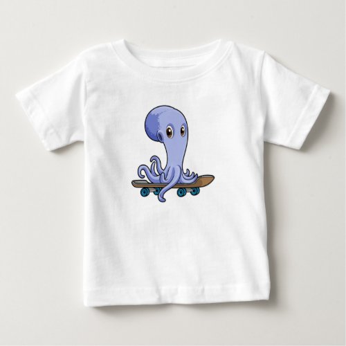 Octopus as Skater with Skateboard Baby T_Shirt