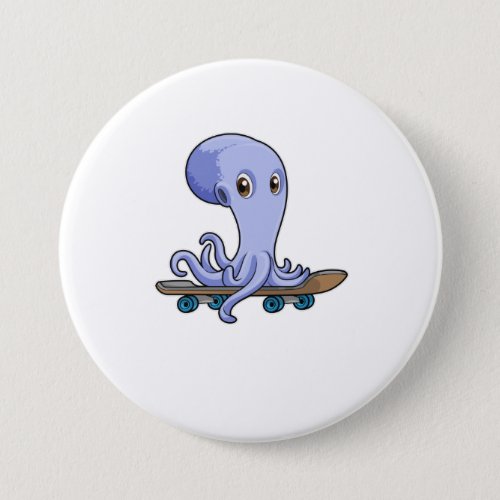 Octopus as Skater with Skateboard Button