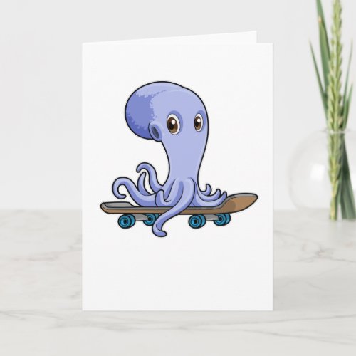 Octopus as Skater with Skateboard Card