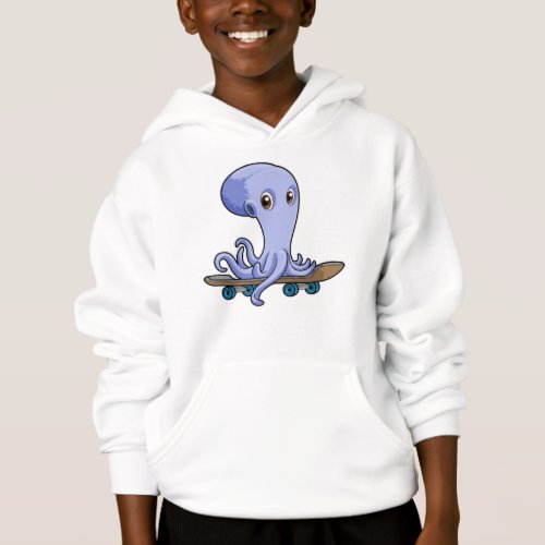 Octopus as Skater with Skateboard Hoodie