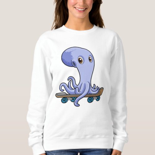 Octopus as Skater with Skateboard Sweatshirt