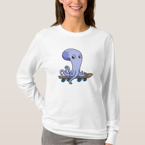 Octopus as Skater with Skateboard T_Shirt