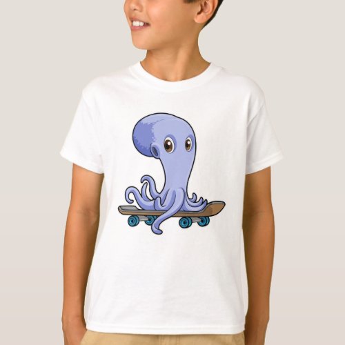 Octopus as Skater with Skateboard T_Shirt