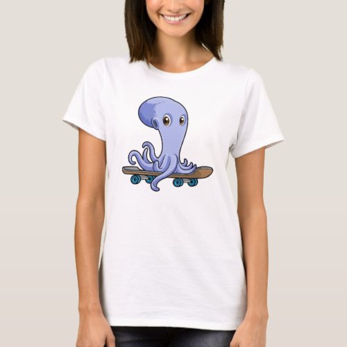 Octopus as Skater with Skateboard T_Shirt