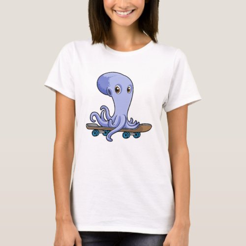 Octopus as Skater with Skateboard T_Shirt