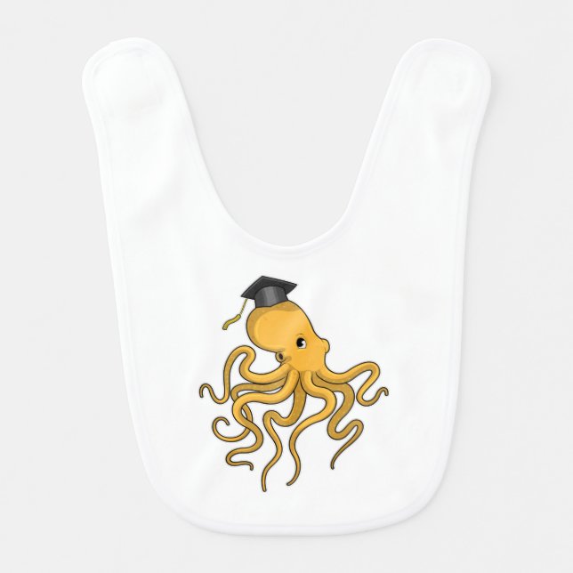 Octopus as Student with Diploma Baby Bib (Front)