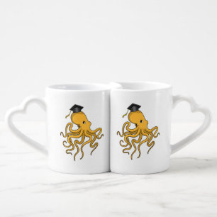 Octopus as Student with Diploma Coffee Mug Set