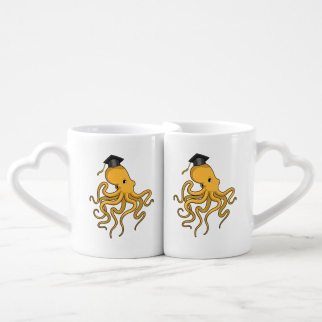 Octopus as Student with Diploma Coffee Mug Set (Front Nesting)
