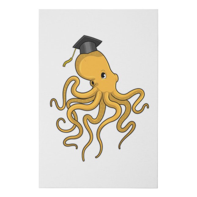 Octopus as Student with Diploma Faux Canvas Print (Front)