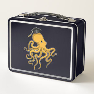 Octopus as Student with Diploma Metal Lunch Box
