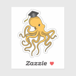 Octopus as Student with Diploma Sticker