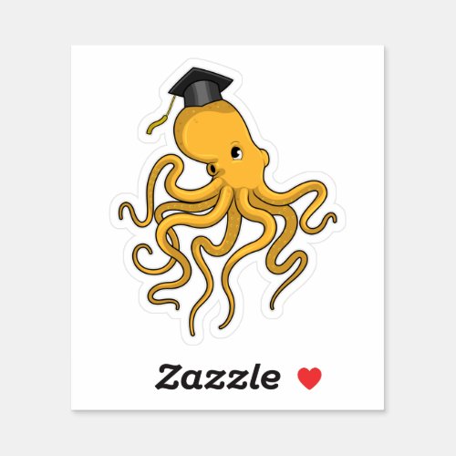 Octopus as Student with Diploma Sticker