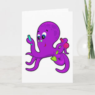 Octopus as Teacher with Laboratory equipment Card
