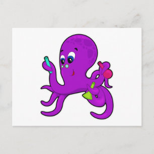 Octopus as Teacher with Laboratory equipment Postcard