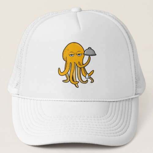 Octopus as Waiter with Serving towel Trucker Hat