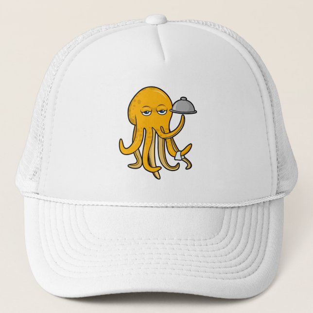 Octopus as Waiter with Serving towel Trucker Hat (Front)